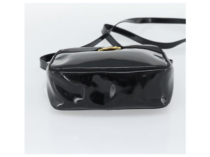 Borsa a Tracolla Salvatore Ferragamo Vala Vernice Nera Tono Oro Auth BA14727 Nero - vista 5