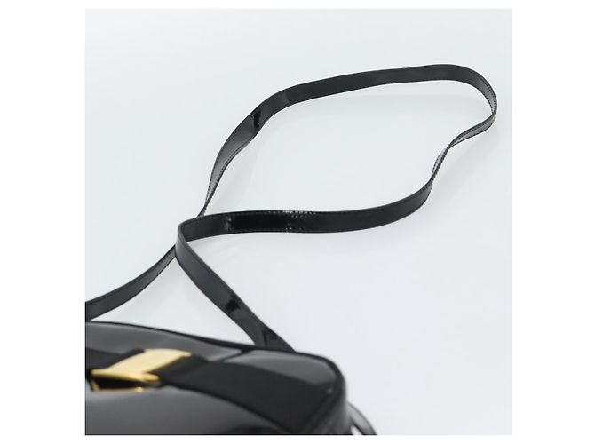 Borsa a Tracolla Salvatore Ferragamo Vala Vernice Nera Tono Oro Auth BA14727 Nero - vista 8