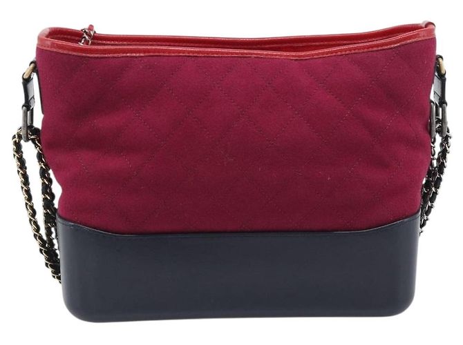 Borsa a tracolla con catena CHANEL Gabrielle de Chanel Matelasse Canvas Rosso Auth ka5504M Nero - vista 2