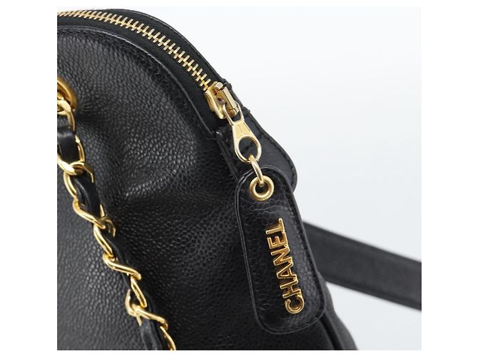 Borsa Tote CHANEL Triple Coco Chain in pelle Caviar Nero e Oro CC Auth 194844V D'oro - vista 10