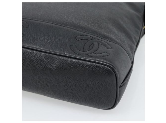 Borsa Tote CHANEL Triple Coco Chain in pelle Caviar Nero e Oro CC Auth 194844V D'oro - vista 15