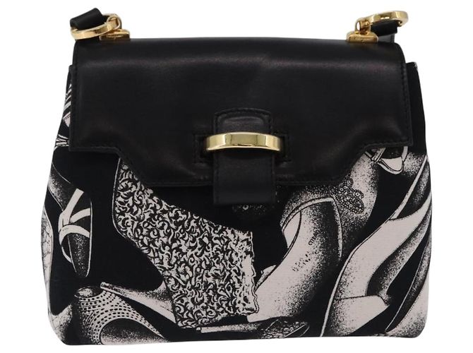 Borsa a tracolla Salvatore Ferragamo Canvas Black Gold Auth BA14201A Nero D'oro - vista 13