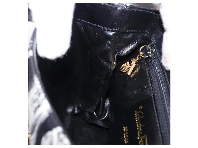 Borsa a tracolla Salvatore Ferragamo Canvas Black Gold Auth BA14201A Nero D'oro - vista 19