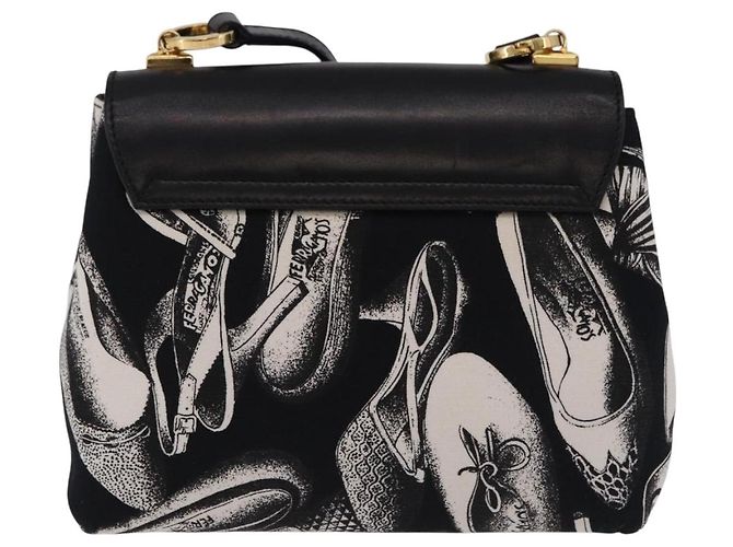 Borsa a tracolla Salvatore Ferragamo Canvas Black Gold Auth BA14201A Nero D'oro - vista 2