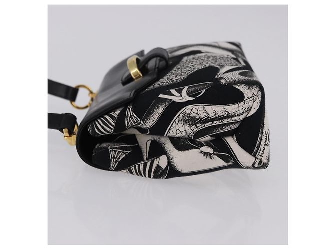 Borsa a tracolla Salvatore Ferragamo Canvas Black Gold Auth BA14201A Nero D'oro - vista 4