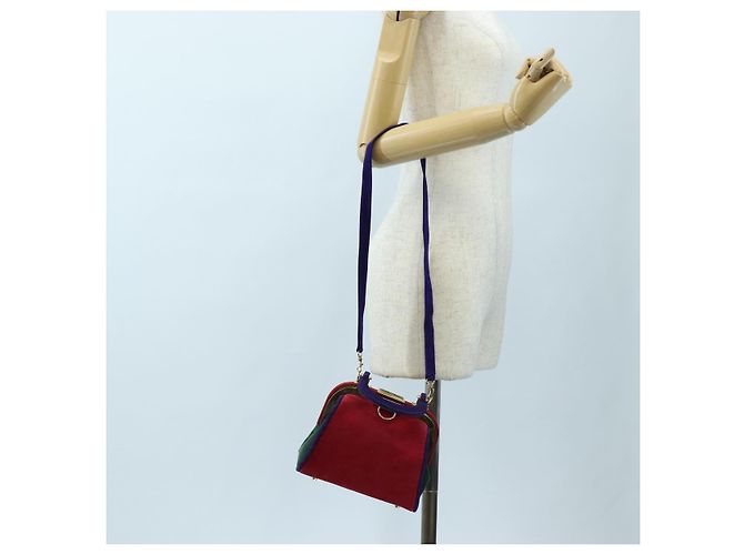 Borsa a mano Christian Dior Suede 2way Red Gold Auth bs36171V Rosso D'oro - vista 23