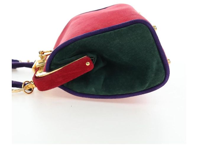 Borsa a mano Christian Dior Suede 2way Red Gold Auth bs36171V Rosso D'oro - vista 3