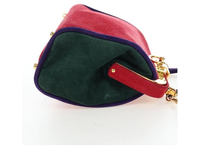 Borsa a mano Christian Dior Suede 2way Red Gold Auth bs36171V Rosso D'oro - vista 4