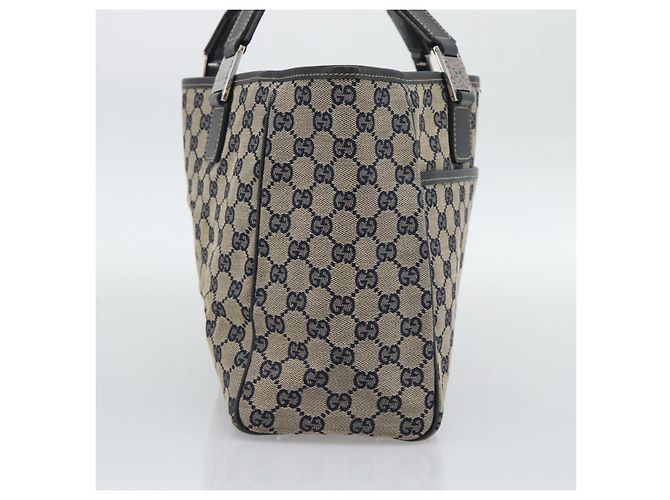Borsa Tote GUCCI GG Canvas Sherry Line Navy Silver 145758 Auth 194942A Argento Blu navy - vista 4
