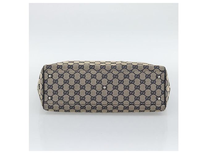 Borsa Tote GUCCI GG Canvas Sherry Line Navy Silver 145758 Auth 194942A Argento Blu navy - vista 5