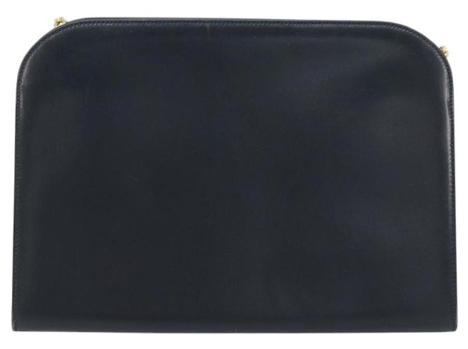 Borsa a tracolla Salvatore Ferragamo Gancini Chain in pelle Navy Gold Auth ka5564 - vista 2