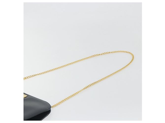 Borsa a tracolla Salvatore Ferragamo Gancini Chain in pelle Navy Gold Auth ka5564 - vista 8
