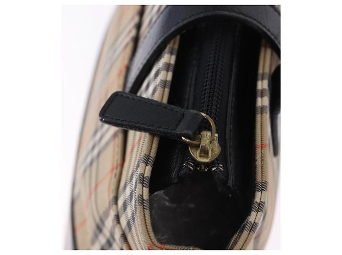Borsa a mano BURBERRY Nova Check Canvas Beige Gold Auth 192505 D'oro - vista 11