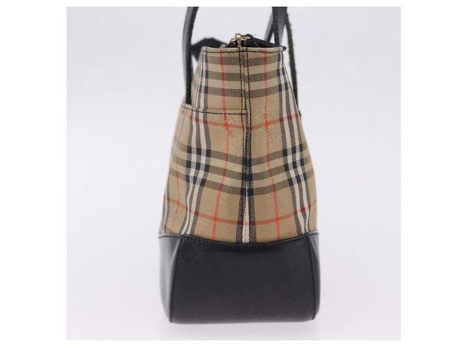 Borsa a mano BURBERRY Nova Check Canvas Beige Gold Auth 192505 D'oro - vista 4