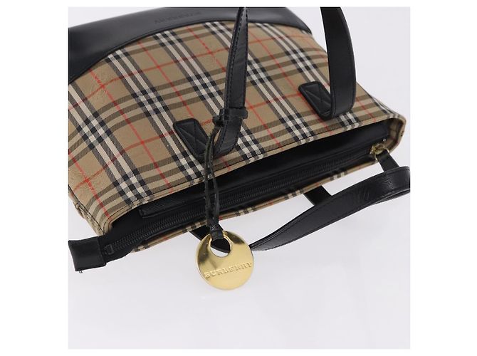 Borsa a mano BURBERRY Nova Check Canvas Beige Gold Auth 192505 D'oro - vista 6