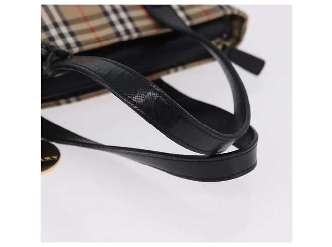 Borsa a mano BURBERRY Nova Check Canvas Beige Gold Auth 192505 D'oro - vista 7