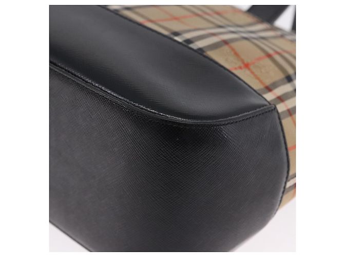 Borsa a mano BURBERRY Nova Check Canvas Beige Gold Auth 192505 D'oro - vista 9