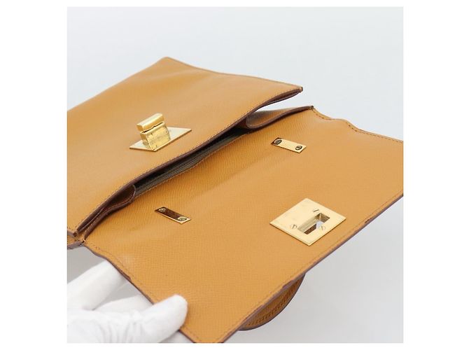 Céline Borsa a mano CELINE in pelle marrone tono oro Auth ka5521A - vista 10