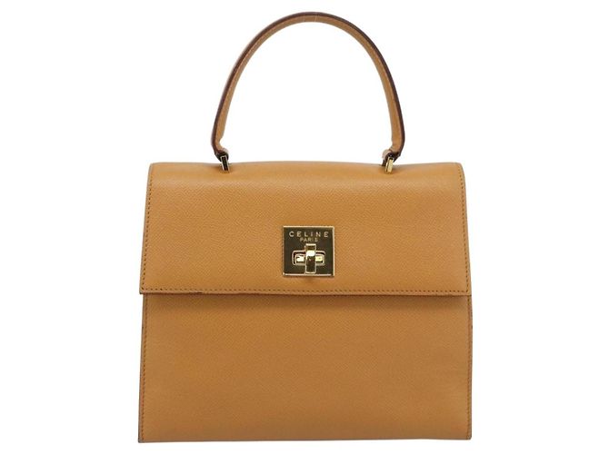 Céline Borsa a mano CELINE in pelle marrone tono oro Auth ka5521A - vista 13