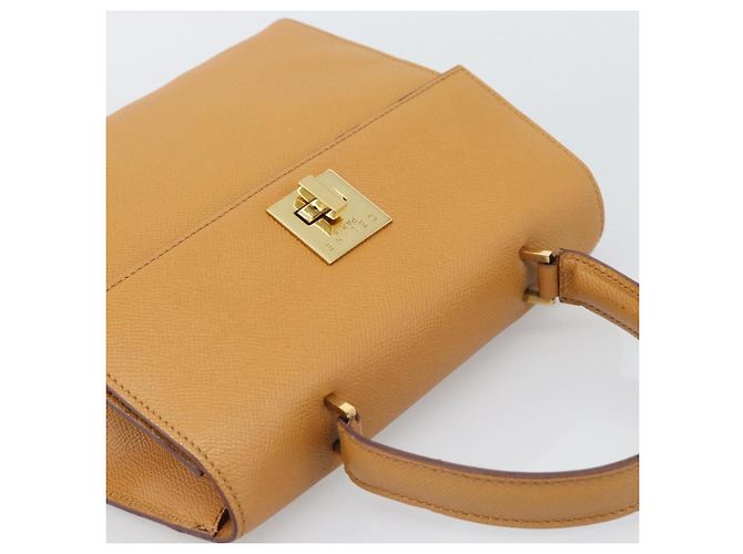 Céline Borsa a mano CELINE in pelle marrone tono oro Auth ka5521A - vista 6