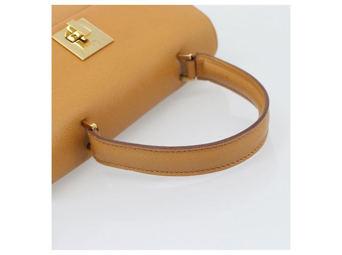 Céline Borsa a mano CELINE in pelle marrone tono oro Auth ka5521A - vista 7