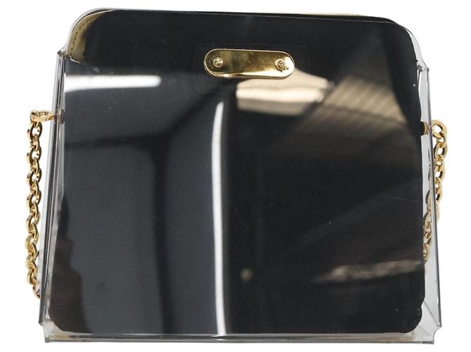 Borsa a tracolla Salvatore Ferragamo Gancini Chain in plastica Clear Gold Auth 193918A D'oro - vista 2