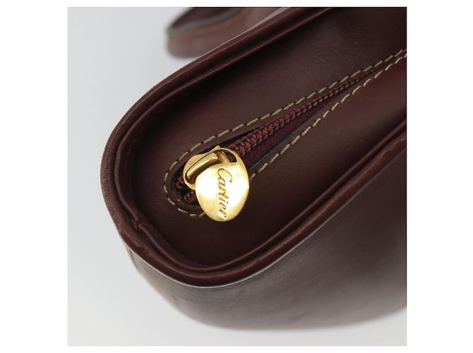 Bolso de mano CARTIER Must Line de cuero Bordeaux Gold Auth bs36622A Dorado Burdeos - vista 10