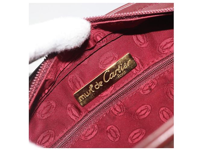 Bolso de mano CARTIER Must Line de cuero Bordeaux Gold Auth bs36622A Dorado Burdeos - vista 11