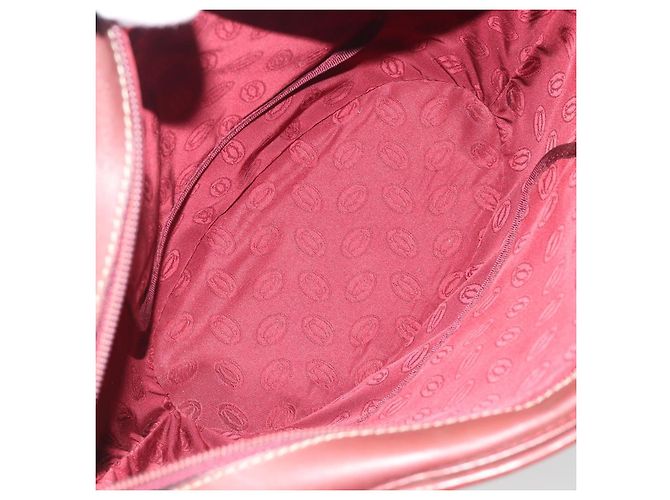 Bolso de mano CARTIER Must Line de cuero Bordeaux Gold Auth bs36622A Dorado Burdeos - vista 12