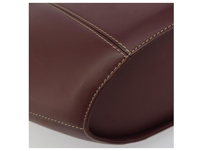 Bolso de mano CARTIER Must Line de cuero Bordeaux Gold Auth bs36622A Dorado Burdeos - vista 14