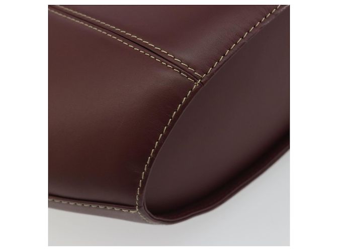 Bolso de mano CARTIER Must Line de cuero Bordeaux Gold Auth bs36622A Dorado Burdeos - vista 16