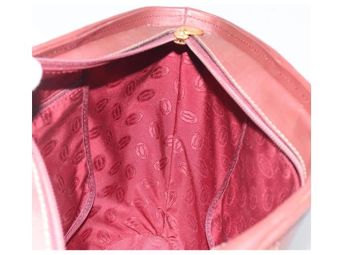 Bolso de mano CARTIER Must Line de cuero Bordeaux Gold Auth bs36622A Dorado Burdeos - vista 17