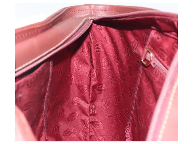 Bolso de mano CARTIER Must Line de cuero Bordeaux Gold Auth bs36622A Dorado Burdeos - vista 18