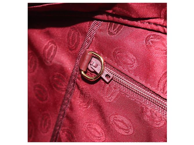 Bolso de mano CARTIER Must Line de cuero Bordeaux Gold Auth bs36622A Dorado Burdeos - vista 19