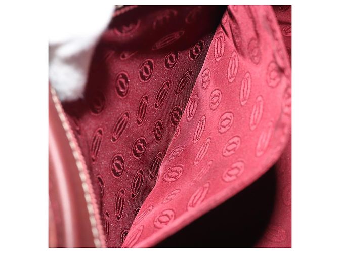 Bolso de mano CARTIER Must Line de cuero Bordeaux Gold Auth bs36622A Dorado Burdeos - vista 21