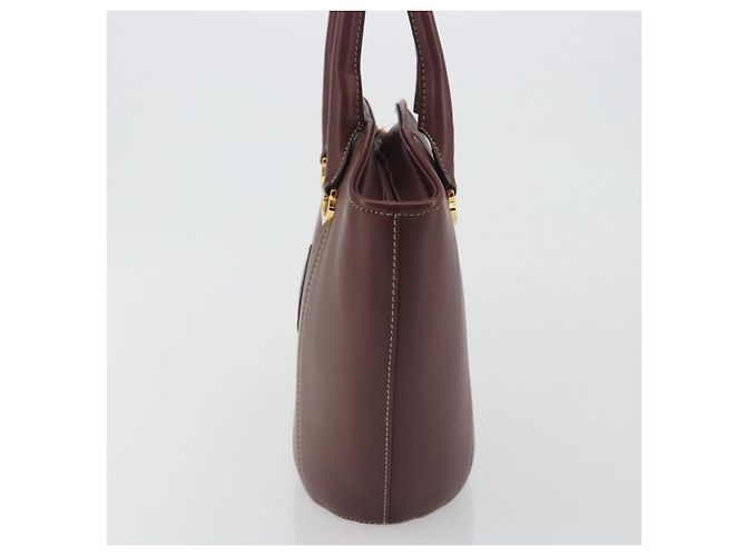 Bolso de mano CARTIER Must Line de cuero Bordeaux Gold Auth bs36622A Dorado Burdeos - vista 3