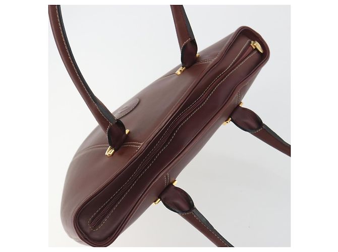 Bolso de mano CARTIER Must Line de cuero Bordeaux Gold Auth bs36622A Dorado Burdeos - vista 6