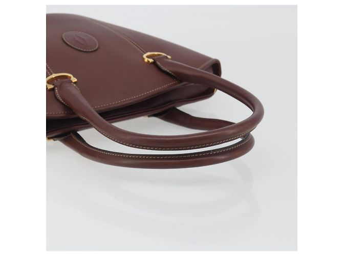 Bolso de mano CARTIER Must Line de cuero Bordeaux Gold Auth bs36622A Dorado Burdeos - vista 7