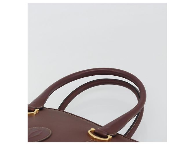 Bolso de mano CARTIER Must Line de cuero Bordeaux Gold Auth bs36622A Dorado Burdeos - vista 8