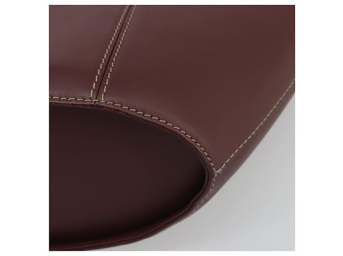 Bolso de mano CARTIER Must Line de cuero Bordeaux Gold Auth bs36622A Dorado Burdeos - vista 9
