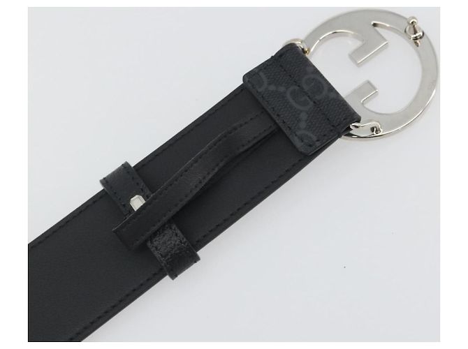 Cintura GUCCI GG Supreme Interlocking G Belt PVC 37.4"" Black 703147 Auth BA14140V - vista 11