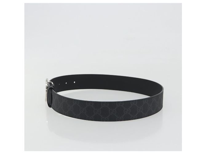 Cintura GUCCI GG Supreme Interlocking G Belt PVC 37.4"" Black 703147 Auth BA14140V - vista 3