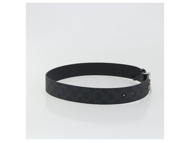 Cintura GUCCI GG Supreme Interlocking G Belt PVC 37.4"" Black 703147 Auth BA14140V - vista 4