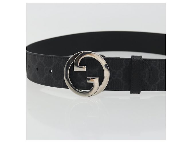 Cintura GUCCI GG Supreme Interlocking G Belt PVC 37.4"" Black 703147 Auth BA14140V - vista 5