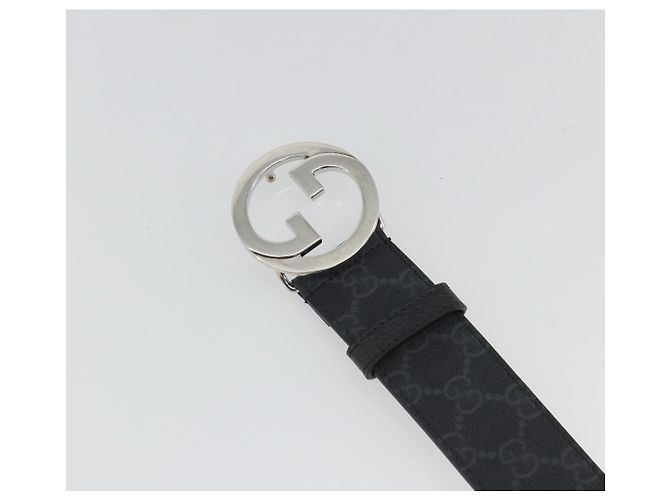 Cintura GUCCI GG Supreme Interlocking G Belt PVC 37.4"" Black 703147 Auth BA14140V - vista 6