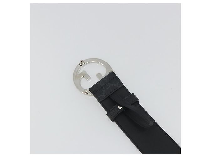 Cintura GUCCI GG Supreme Interlocking G Belt PVC 37.4"" Black 703147 Auth BA14140V - vista 7