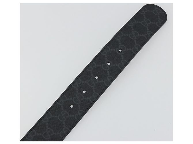 Cintura GUCCI GG Supreme Interlocking G Belt PVC 37.4"" Black 703147 Auth BA14140V - vista 8