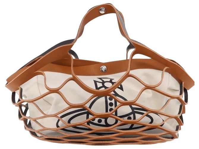 Vivienne Westwood Hand Bag Canvas Brown White Auth 195190V - view 13