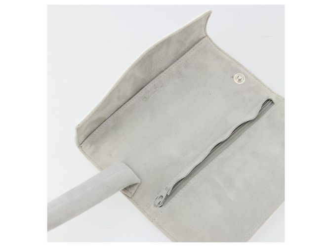 Christian Dior Trotter Canvas Roll Up Pouch White Silver Auth 192517A Silber Weiß - Ansicht 19