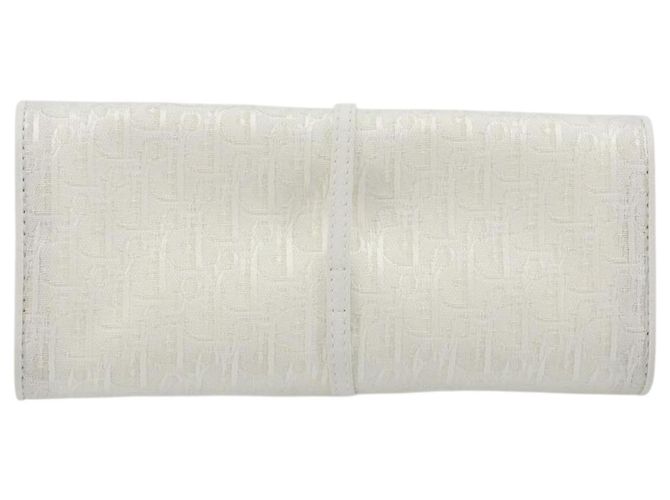Christian Dior Trotter Canvas Roll Up Pouch White Silver Auth 192517A Silber Weiß - Ansicht 2